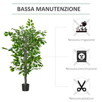 Easycomfort Pianta Artificiale di Ficus Alta 135cm con Vaso per Interno ed Esterno, Verde