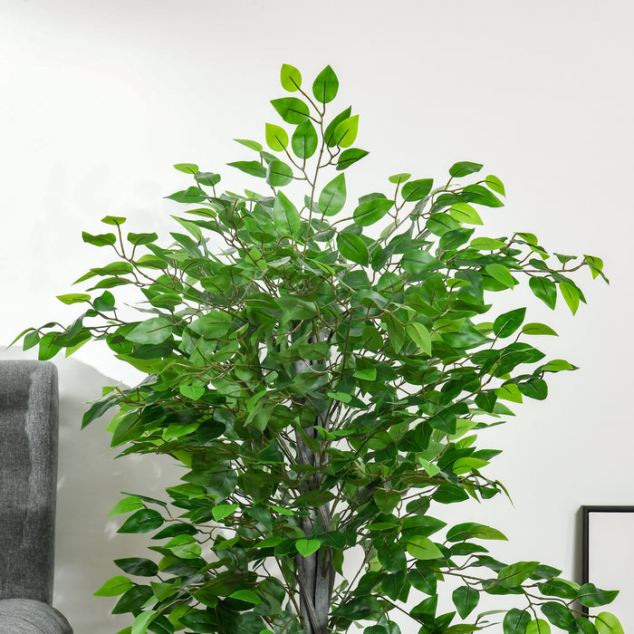 Easycomfort Pianta Artificiale di Ficus Alta 135cm con Vaso per Interno ed Esterno, Verde