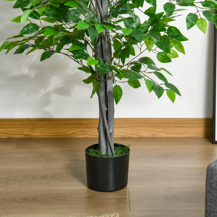 Easycomfort Pianta Artificiale di Ficus Alta 135cm con Vaso per Interno ed Esterno, Verde