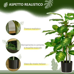 Easycomfort Pianta Artificiale Sempreverde con Vaso ?17x14.5 cm Nero per Interni ed Esterni, Altezza Pianta 95 cm