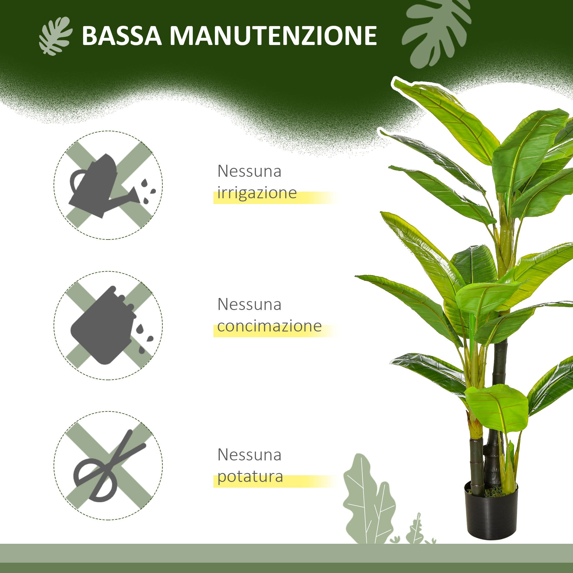 Easycomfort Banano Pianta in Vaso da 150cm, Albero di Banano Artificiale per Interno ed Esterno