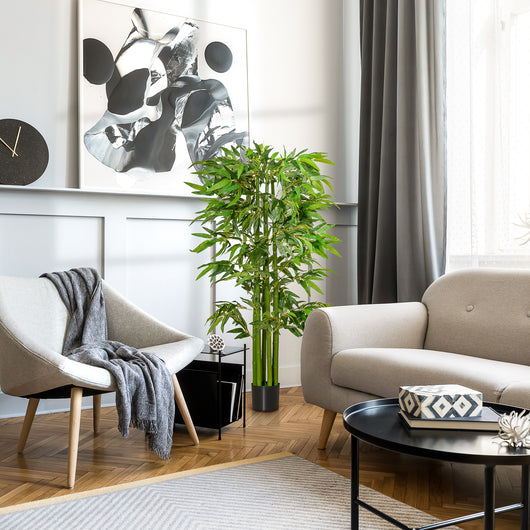 Easycomfort Pianta Finta di Bambù Alta 160cm con Vaso Nero per Interno