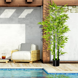 Easycomfort Pianta Finta di Bambù Alta 150cm con Vaso Incluso per Interno ed Esterno