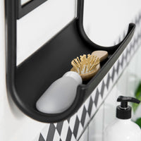 EasyComfort Specchio da Parete con Mensola Inferiore e Struttura in Metallo, 36.2x12x71.7cm, Nero