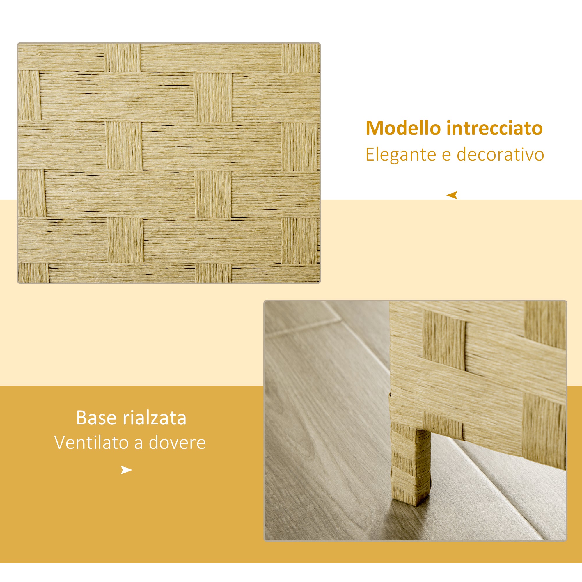 EasyComfort Paravento Separé da Interno a 4 Ante in Legno, Pieghevole e Salvaspazio Altezza 170cm, Marrone