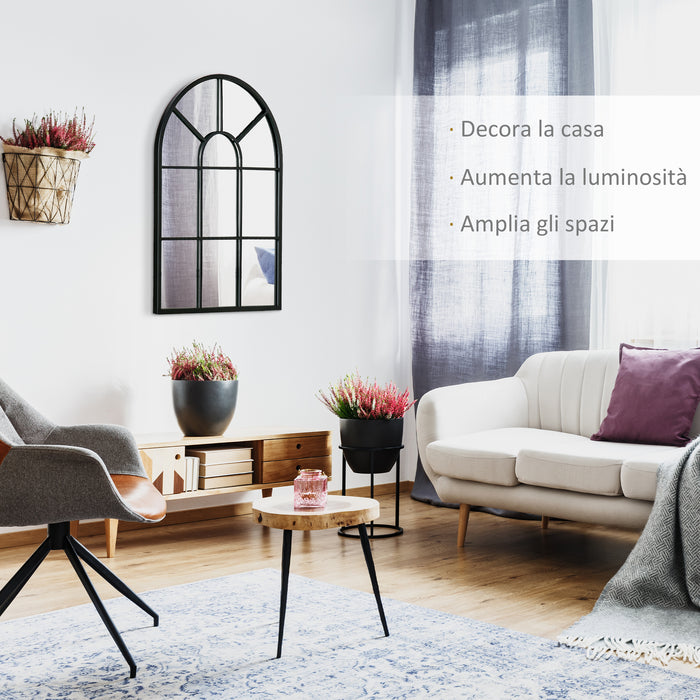 Easycomfort Specchio Moderno a Parete e a forma di Arco 70x50 cm per Camera da Letto e Soggiorno, in Metallo Nero e Vetro