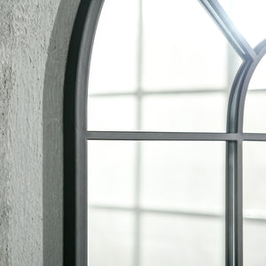 Easycomfort Specchio Moderno a Parete e a forma di Arco 91x60 cm per Camera da Letto e Soggiorno, in Metallo Nero e Vetro