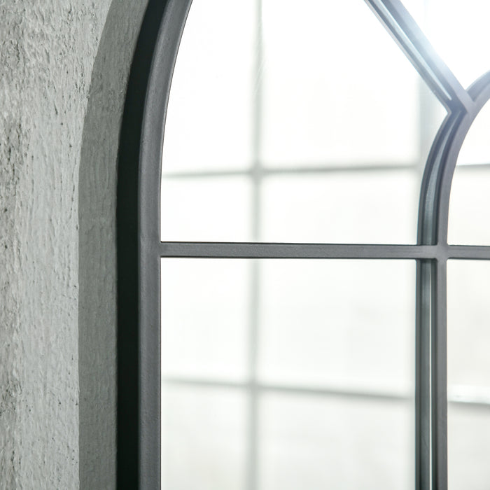 Easycomfort Specchio Moderno a Parete e a forma di Arco 91x60 cm per Camera da Letto e Soggiorno, in Metallo Nero e Vetro