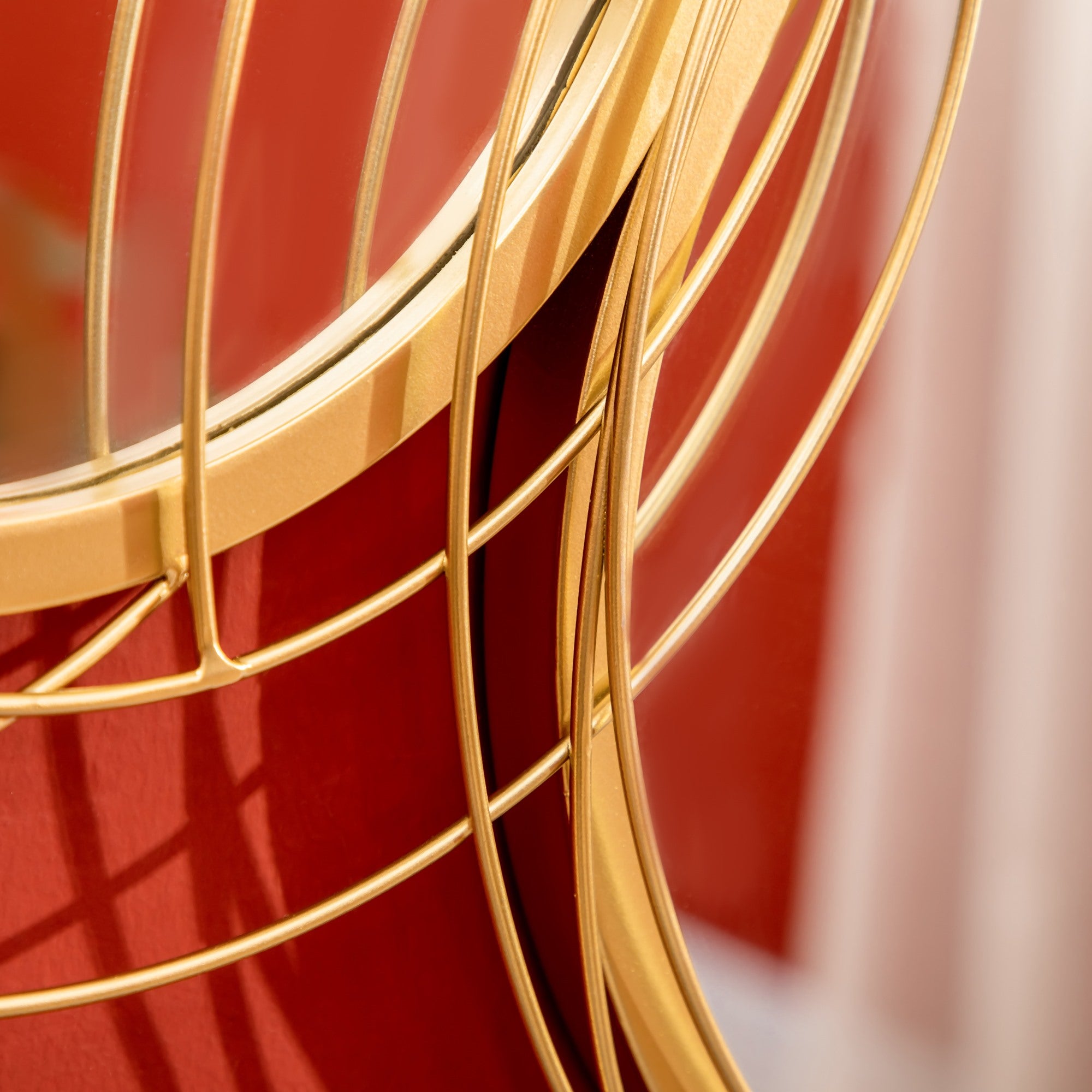 EasyComfort Decorazione Murale 3D in Metallo, Wall Art a Cerchi con Specchi 107x56cm, Oro