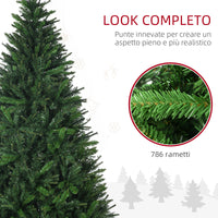 EasyComfort Albero di Natale Artificiale 180cm con 786 Rami, 2 Sezioni e Base in Metallo, Verde