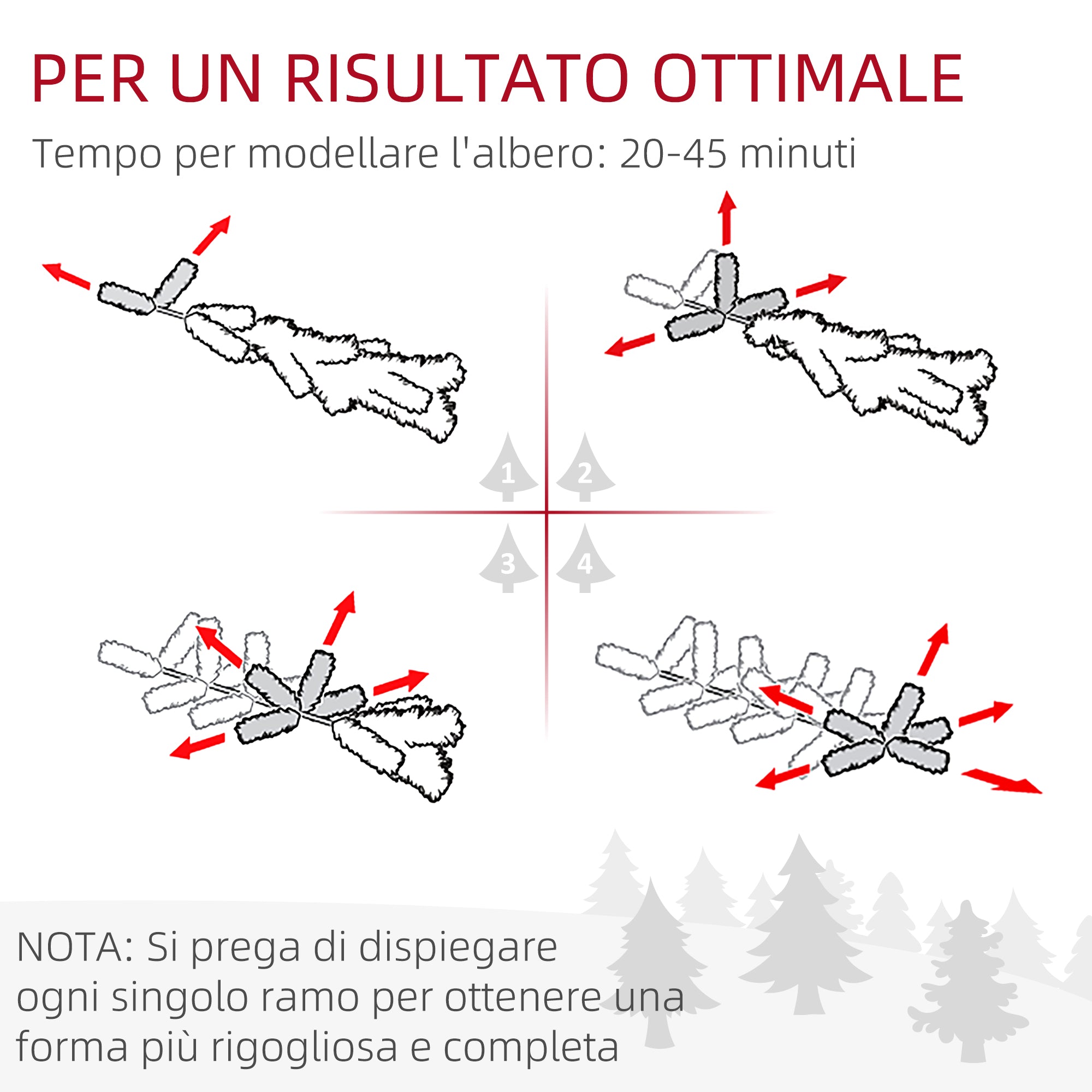 EasyComfort Albero di Natale Artificiale 180cm con 786 Rami, 2 Sezioni e Base in Metallo, Verde