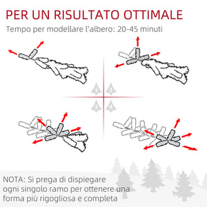 EasyComfort Albero di Natale Artificiale 180cm con 786 Rami, 2 Sezioni e Base in Metallo, Verde