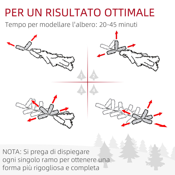 EasyComfort Albero di Natale Artificiale 180cm con 786 Rami, 2 Sezioni e Base in Metallo, Verde