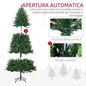 EasyComfort Albero di Natale Artificiale 180cm con 786 Rami, 2 Sezioni e Base in Metallo, Verde