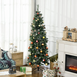 EasyComfort Albero di Natale Artificiale da 180cm con Pigne, 618 Rami e Base in Metallo, Verde
