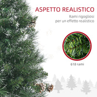 EasyComfort Albero di Natale Artificiale da 180cm con Pigne, 618 Rami e Base in Metallo, Verde