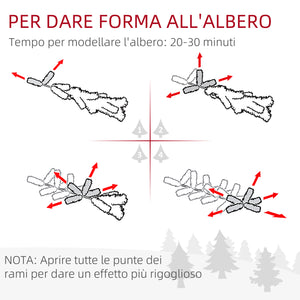 EasyComfort Albero di Natale Artificiale da 180cm con Pigne, 618 Rami e Base in Metallo, Verde