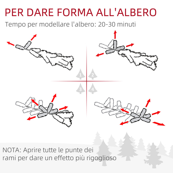 EasyComfort Albero di Natale Artificiale da 180cm con Pigne, 618 Rami e Base in Metallo, Verde