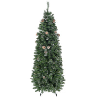 EasyComfort Albero di Natale Artificiale da 180cm con Pigne, 618 Rami e Base in Metallo, Verde