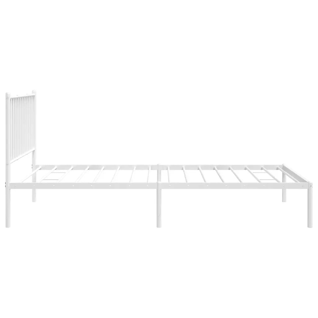 Letto singolo | Letto per adulti | Giroletto con Testiera Metallo Bianco 100x200 cm