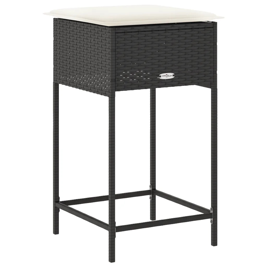 Sgabelli da Bar con Cuscini 2 pz Neri in Polyrattan 368317