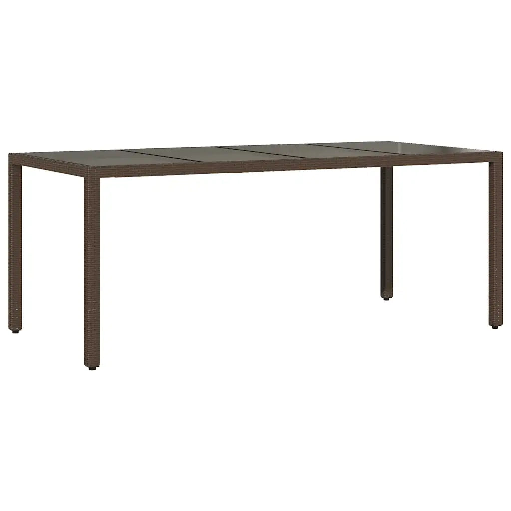 Tavolo Giardino Piano in Vetro Marrone 190x90x75 cm Polyrattan