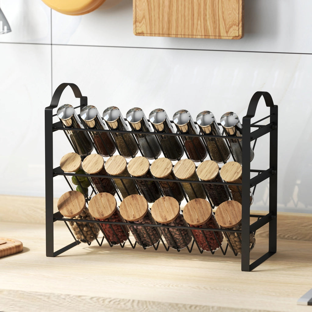 Organizzatore Portaspezie a 3 Livelli ¨C Zephmum ¨C Nero, Metallo