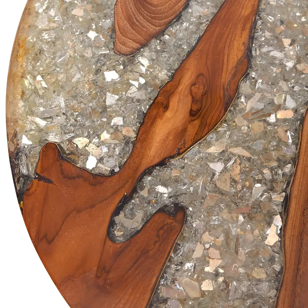 Tavolino da CaffÃ¨ in Legno di Teak Solido e Resina 60 cm
