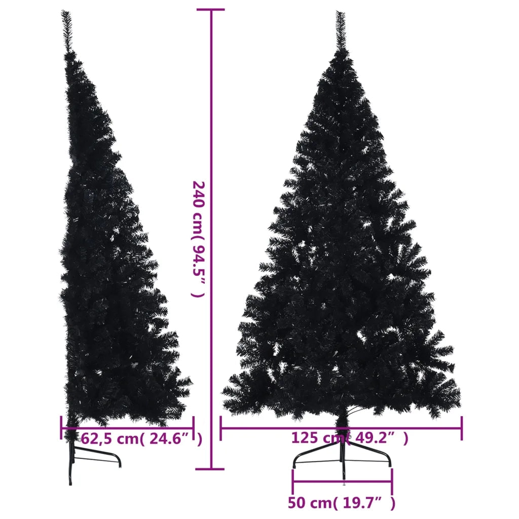 Albero di Natale Artificiale a Metà con Base Nero 240 cm PVC 344679