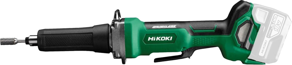 Smerigliatrice dritta a batteria con interruttore a paddle GP18DB (18 V, motore brushless, pinza di serraggio Ø: 6 mm, collo mandrino: 40 mm, velocità a vuoto: 7000 – 29000 min-1) accessorio in