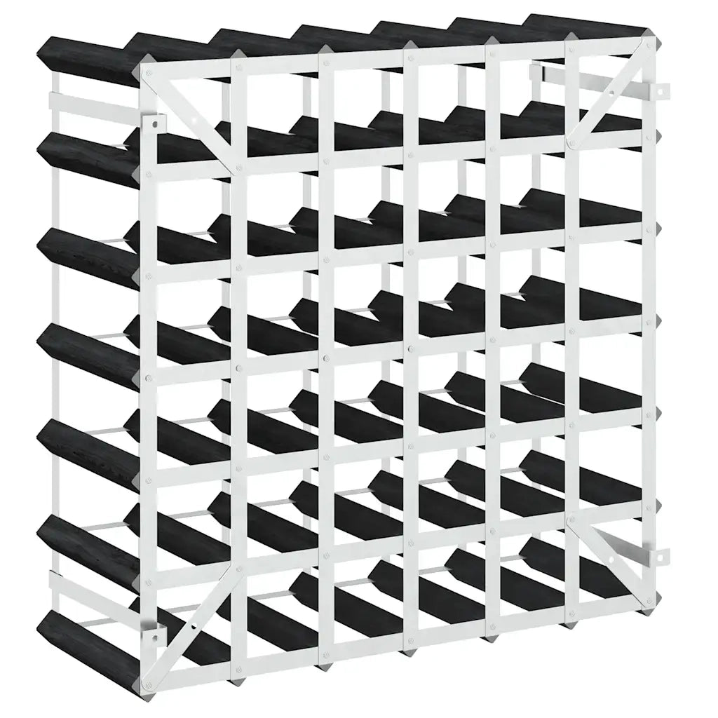 Portavini da 42 Bottiglie Nero in Legno Massello di Pino 325915