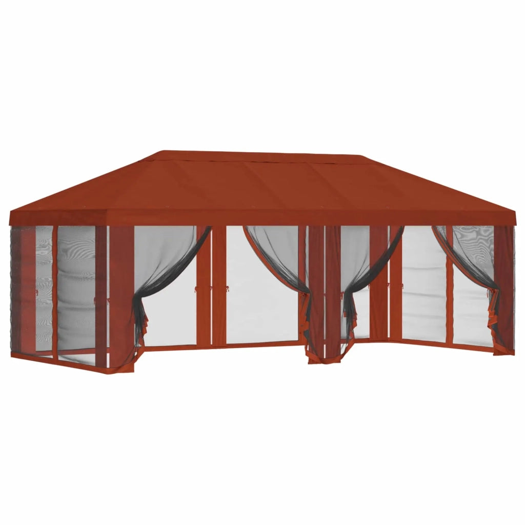 Copertura Gazebo con Pareti Laterali Terracotta Poliestere 900438