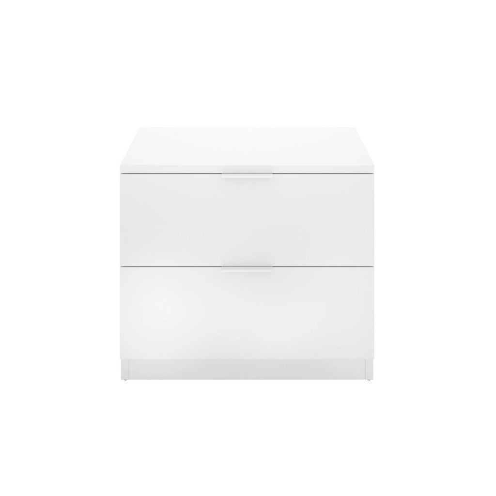 Comodino Banyan, Comò basso, Tavolino da notte, Mensola da letto, 50x34 h46 cm, Bianco