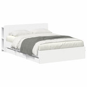Letto matrimoniale | Letto per adulti | Telaio del letto con storage con testiera Bianco 150 x 200 cm