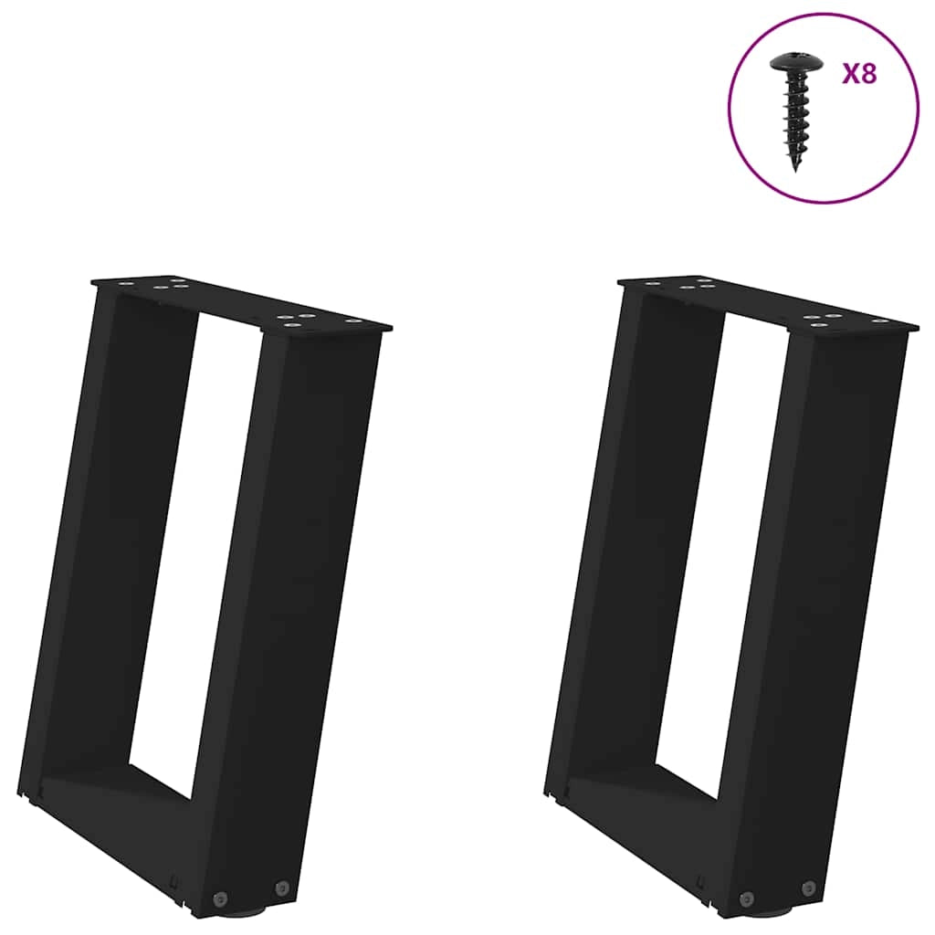 Set di 2 gambe per tavolino da caffè moderne e funzionali angolate a forma di U 28 x 42 cm in acciaio nero 02_0057040
