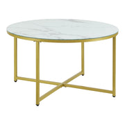 Tavolino rotondo per soggiorno 45 x 80 cm marmo bianco/oro 03_0008496
