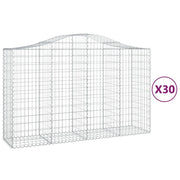 Cestini gabbioni recinzione a gabbia muro di contenimento ad arco 30 pezzi 200 x 50 x 120/140 cm ferro zincato argento 02_0040828