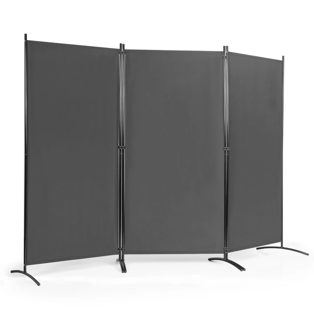 Divisore con 3 pannelli per casa ufficio, Separatore pieghevole con cardini durevoli 260x183cm Grigio-Separ¨¨