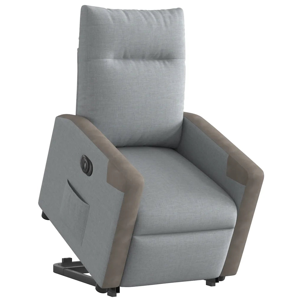 Divano Sedia-Poltrona Reclinante Alzapersona Elettrica Grigio Chiaro Tessuto 415108