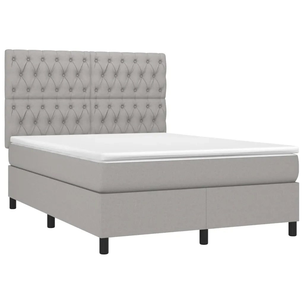 Giroletto a Molle con Materasso Grigio Chiaro 140x190cm Tessutocod mxl 101124