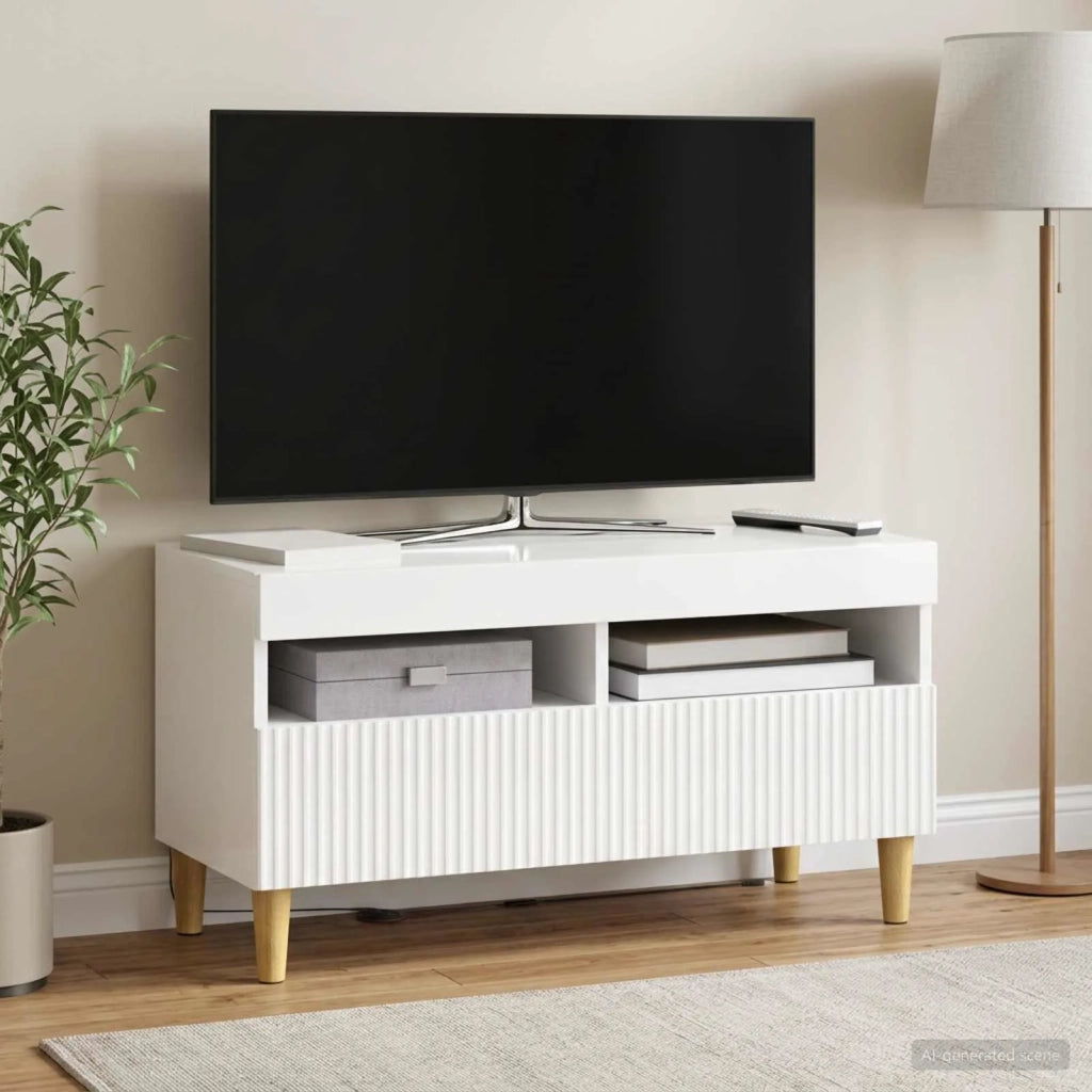 Mobile TV LED Bianco Lucido Legno ingegnerizzato 896779