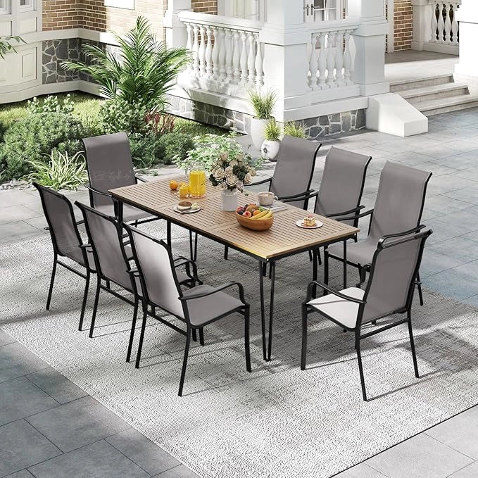 Set di 2/4 Sedie da Pranzo Giardino, Mobile da Pranzo con Schienale Alto, Struttura in Metallo, Poltrona per Esterno Giardio Balcone, Portata 150 kg