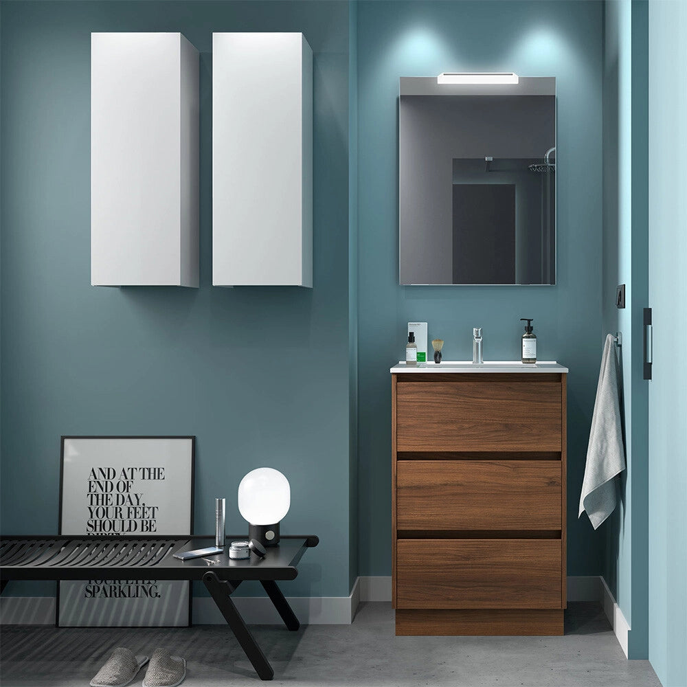 Mobile bagno 60 cm noce maya con lavabo ad incasso Gaya