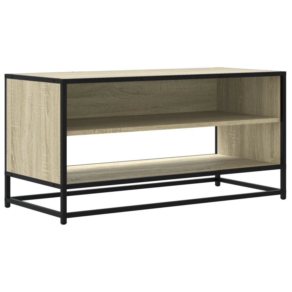 Mobile TV Rovere Sonoma 91x40x46 cm Legno Multistrato e Metallo 848885