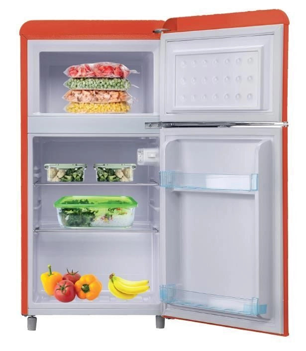 DCG MF100RCDP Linea Retro' Frigorifero Doppia Porta 100 L 86 cm Classe E colore Rosso