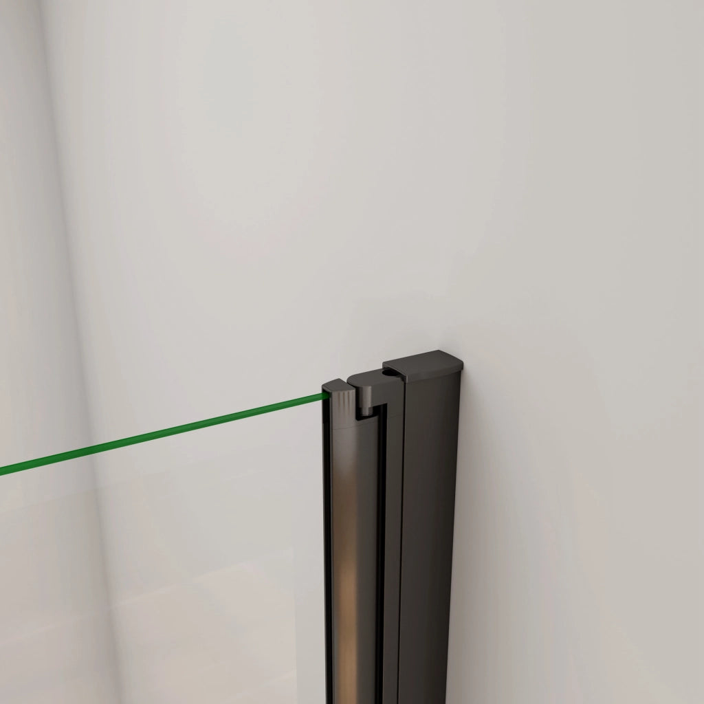 80x140cm Parete Vasca Doccia Sopravasca Singolo Pannello Girevole in Vetro Temperato 6 mm Trasparente Telaio Nero Opaco