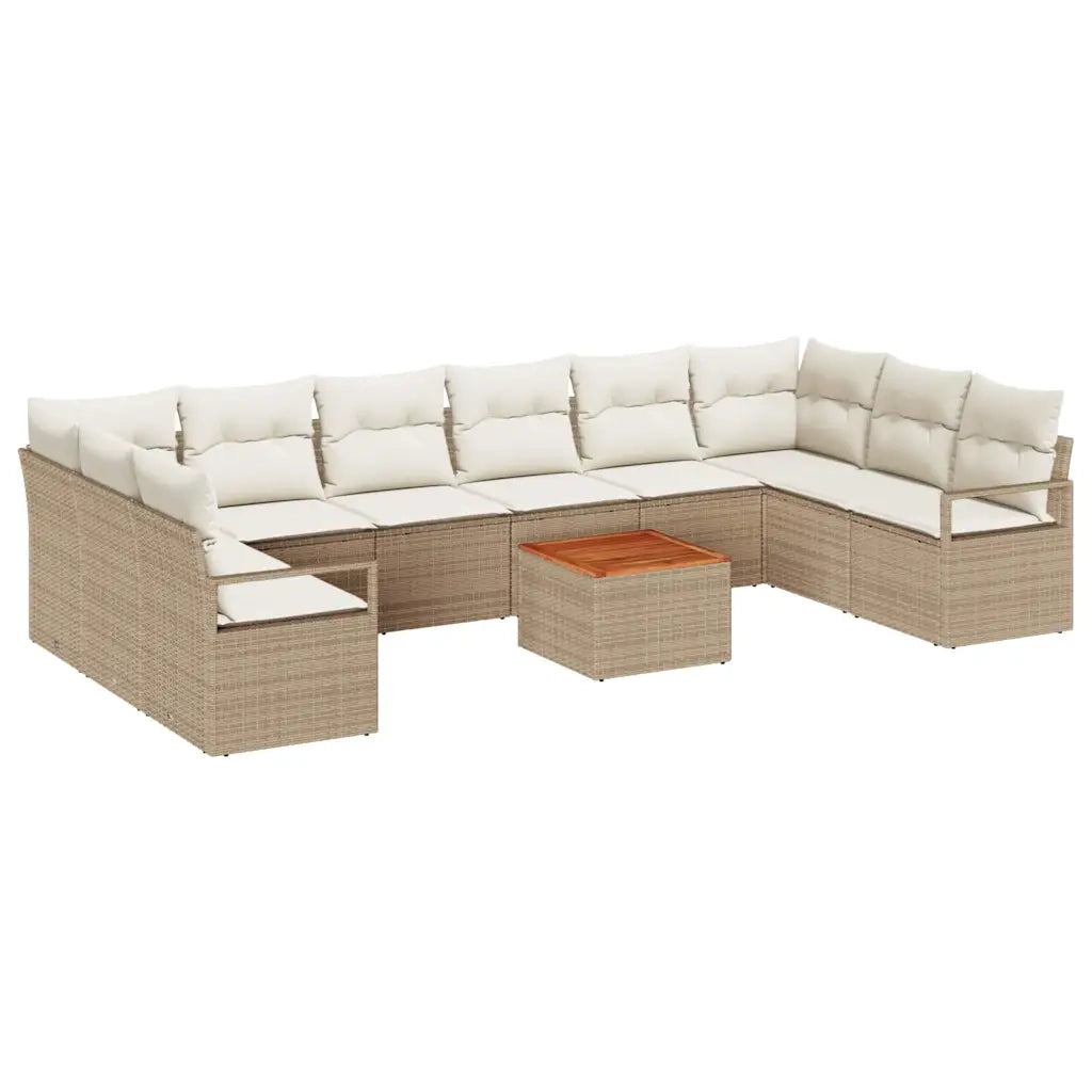 Set Divano da Giardino con cuscino 11 pcs Beige polyrattan