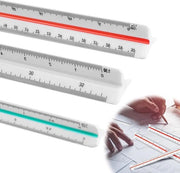 Scala a tre angoli per disegno tecnico - 30 cm - 1-20 1-25 1-50 1-75 1-100 1-125 1-200 1-250 1-300 1-400 1-500 - per studenti e progetti tecnici.