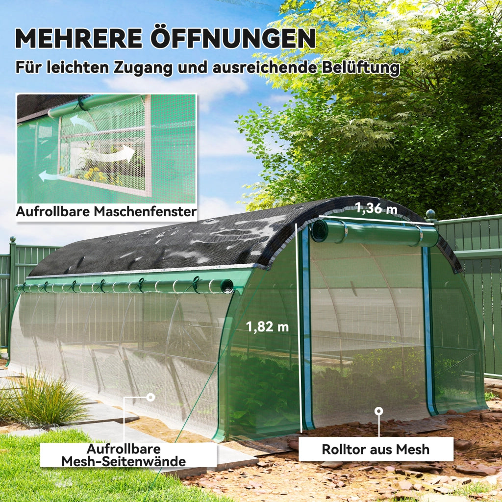 Serra Tunnel da Giardino 6x3x2m ¨C Xylo ¨C Struttura in Acciaio con Telo Plastica e Rete Ombreggiante Verde