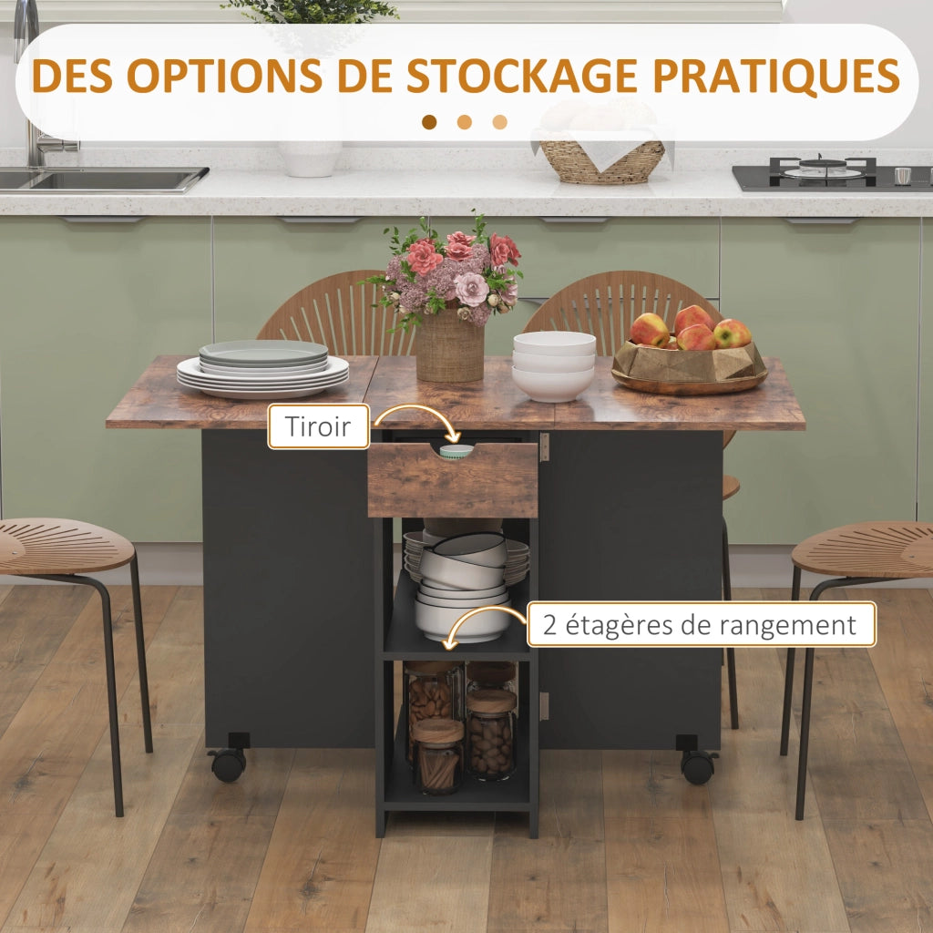 Tavolo da pranzo pieghevole ed estensibile ¨C zephmum ¨C rustico nero 120x72x75 cm